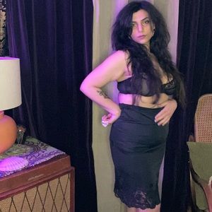 Vintage 80s Black Long Slip